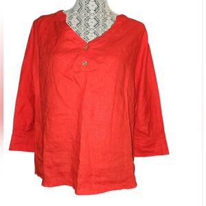 Linen Red Top By Lintico